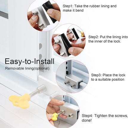 Window Locks, 4 Sets Sliding Security Window Lock with Key for Vertical & Horizontal Sliding Windows & Sliding Doors, Adjustable Window Locks Security Window Stoppers for Patio Bedroom Home and Office.