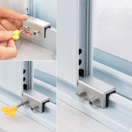 Window Locks, 4 Sets Sliding Security Window Lock with Key for Vertical & Horizontal Sliding Windows & Sliding Doors, Adjustable Window Locks Security Window Stoppers for Patio Bedroom Home and Office.