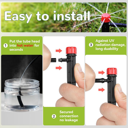 50pcs Drip Emitters for 1/4" Drip Irrigation Tubing, Adjustable 360 Degree Water Flow Drippers on 5" Arrow Stake, Garden Irrigation Drippers for (4-7mm) Watering System.