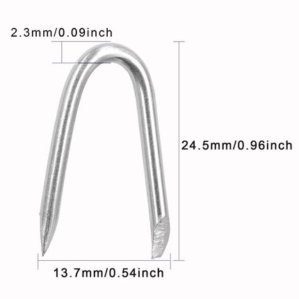 Steel Wire Fencing Staples (200 pcs), Galvanized U-Shaped Fasteners Nails for Wire Mesh and Woven Fencing.