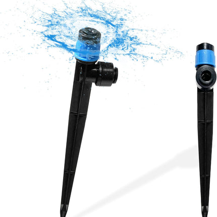 30PCS Push-to-Fit Drip Irrigation Emitters for 1/4 inch Irrigation Tubing, Adjustable 360 Degree Vortex Drip Emitters with Stake, Irrigation Dripper Sprinklers for Drip Irrigation System.