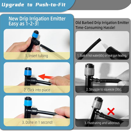 30PCS Push-to-Fit Drip Irrigation Emitters for 1/4 inch Irrigation Tubing, Adjustable 360 Degree Vortex Drip Emitters with Stake, Irrigation Dripper Sprinklers for Drip Irrigation System.
