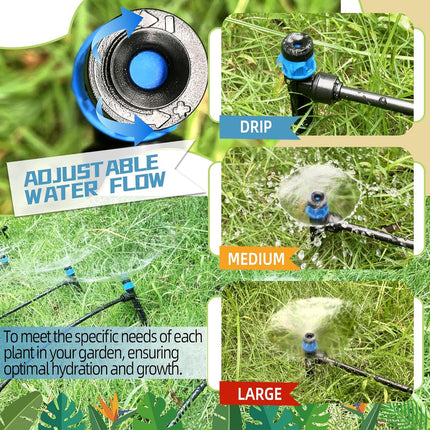 30PCS Push-to-Fit Drip Irrigation Emitters for 1/4 inch Irrigation Tubing, Adjustable 360 Degree Vortex Drip Emitters with Stake, Irrigation Dripper Sprinklers for Drip Irrigation System.