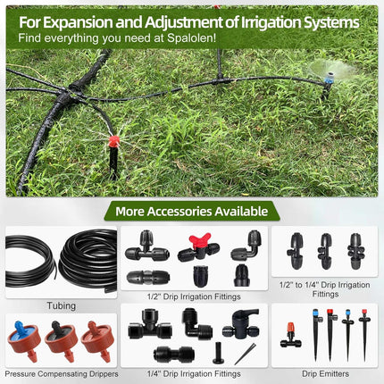 30PCS Push-to-Fit Drip Irrigation Emitters for 1/4 inch Irrigation Tubing, Adjustable 360 Degree Vortex Drip Emitters with Stake, Irrigation Dripper Sprinklers for Drip Irrigation System.