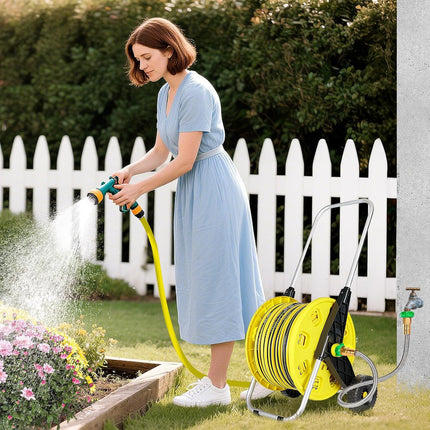3ft Short Garden Hose with Female to Female Connector - Metal Leakproof Leader Hose for Hose Reel, Heavy Duty 304 Stainless Steel Flexible Hose for Outdoor Garden Watering Car Pet Cleaning.