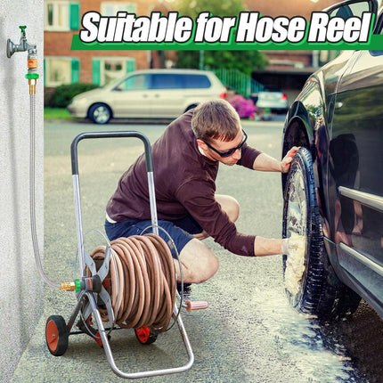 3ft Short Garden Hose with Female to Female Connector - Metal Leakproof Leader Hose for Hose Reel, Heavy Duty 304 Stainless Steel Flexible Hose for Outdoor Garden Watering Car Pet Cleaning.