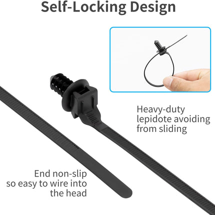100PCS Fir Tree Nylon Push Mount Zip Ties, Heavy Duty Wire Ties, 2 in 1 Self Locking UV Resistant Assortment for Indoor Wire Tying (8.3"x0.22").