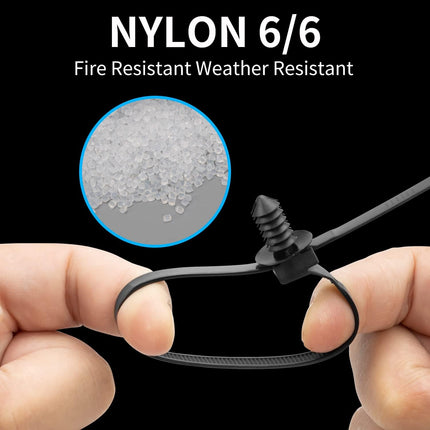 100PCS Fir Tree Nylon Push Mount Zip Ties, Heavy Duty Wire Ties, 2 in 1 Self Locking UV Resistant Assortment for Indoor Wire Tying (8.3"x0.22").