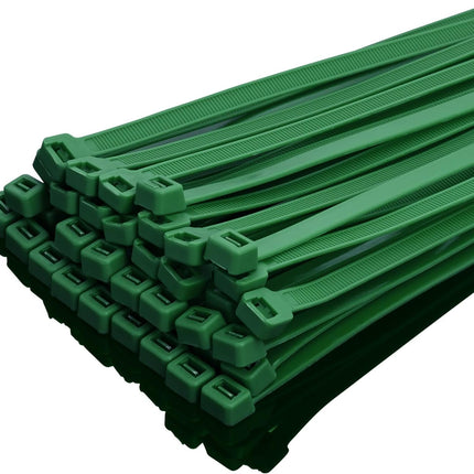 12 Garden Green Zip Ties Heavy Duty 100 Pack, 120 LBS Tensile Strength, Premium Nylon Cable Wire Ties, Self-locking Plastic Ties for Indoor and Outdoor Use.