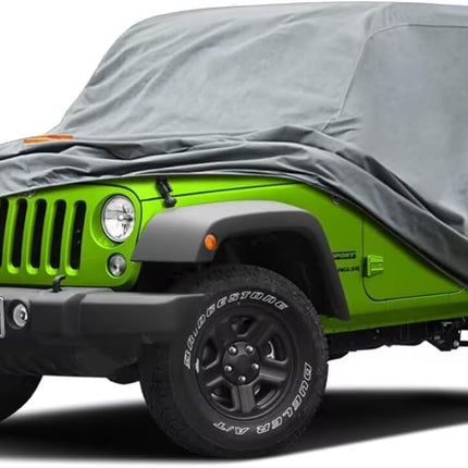 Heavy Duty Jeep 2dr Car Cover, Custom Fit Jeep Wrangler 2 Door CJ YJ JK JL Waterproof All Weather for Automobiles, Full Car Cover - Sun, Rain & UV Protection.