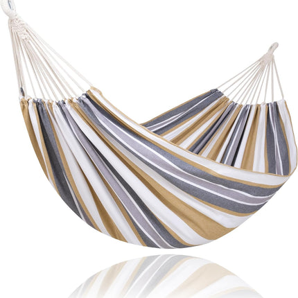 Large Hammock for Tree, Outdoor Tree Fabric Hammock Only, Coffee Stripes.