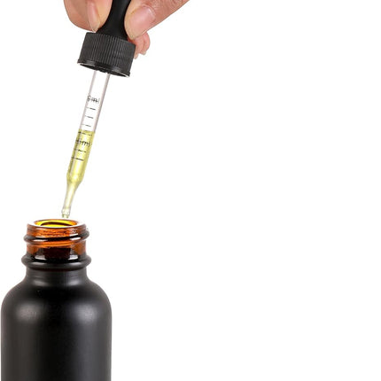 24 Pack,1oz Glass Dropper Bottle, Frosted Black Tincture Bottles with Dropper,Pretty Finish for All Kinds of Liquids,Oil Bottles for Hair- Stronger Suction ideal for Leakproof Travel.