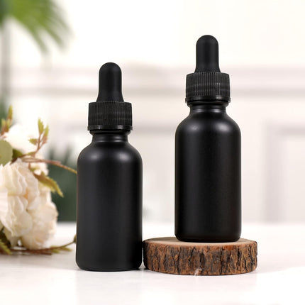 24 Pack,1oz Glass Dropper Bottle, Frosted Black Tincture Bottles with Dropper,Pretty Finish for All Kinds of Liquids,Oil Bottles for Hair- Stronger Suction ideal for Leakproof Travel.