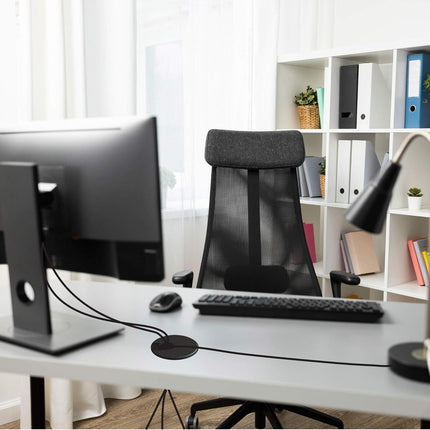 Desk Grommet 2 Inch (50 mm) Pack of 5-Black ABS Plastic Cable Hole Cover to Arrange Wires & Cords Through Computer Table/Countertops.