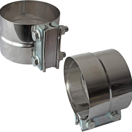 4" Lap Joint Exhaust Band Clamp - Stainless Steel With 1 Block 2Pcs For 4" Od To 4" Id Exhaust Pipe, Muffler, Elbow And Exhaust Tubing Connection(2 Pack).