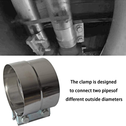 4" Lap Joint Exhaust Band Clamp - Stainless Steel With 1 Block 2Pcs For 4" Od To 4" Id Exhaust Pipe, Muffler, Elbow And Exhaust Tubing Connection(2 Pack).