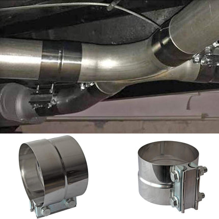 4" Lap Joint Exhaust Band Clamp - Stainless Steel With 1 Block 2Pcs For 4" Od To 4" Id Exhaust Pipe, Muffler, Elbow And Exhaust Tubing Connection(2 Pack).