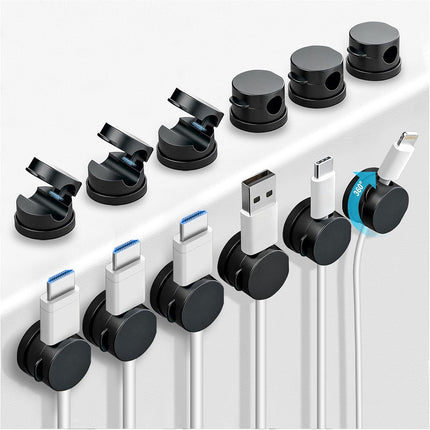 12 Pack 360° Rotatable Spring Cable Clips[1s Lock], Adhesive Cord Holder for Nightstand, Phone Charger Cord Holder for Desk Home Office Car Game Station.