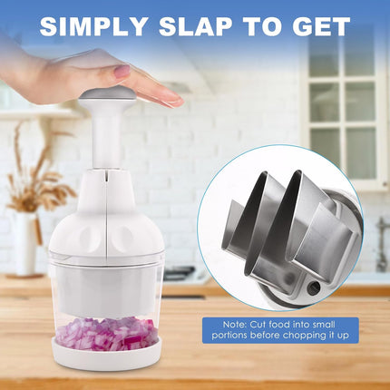 Vegetable Chopper, Food Chopper Manual Hand, Onion, Salad, Garlic, Nut & Veggie Cutter, Dishwasher Safe, White.