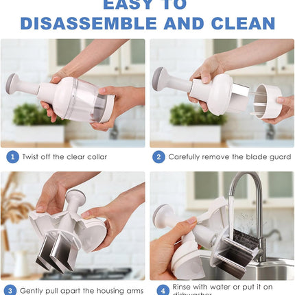 Vegetable Chopper, Food Chopper Manual Hand, Onion, Salad, Garlic, Nut & Veggie Cutter, Dishwasher Safe, White.
