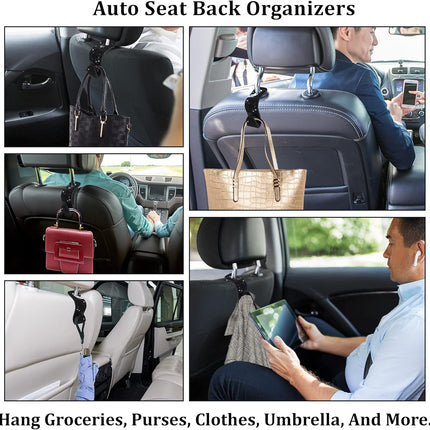 2 Pack Car Hooks, 2021 New Bling Rhinestones Crystal Hooks Car Decorations Auto Seat Back Organizers Strong and Durable Backseat Hanger Storage Universal for SUV Truck Vehicle (Black).