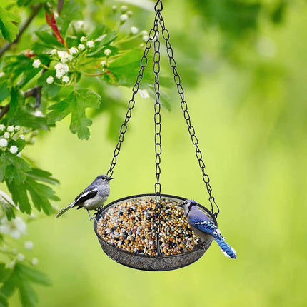 Hanging Bird Feeder, Birdfeeder Hanging for Garden Yard Outside Hanging Bird Feeder Tray - Metal Mesh Platform Feeders for Birds Outside Outdoors Hanging for Attracting Birds - Original.