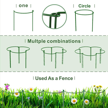 6 Pack Plant Support Plant Stakes, Metal Peony Support, Garden Plant Supports, Plant Cage, Plant Support Ring, Plant Support Stakes for Peony, Tomato, Hydrangea, Indoor Plants, 9.8 W x 15.7 H.