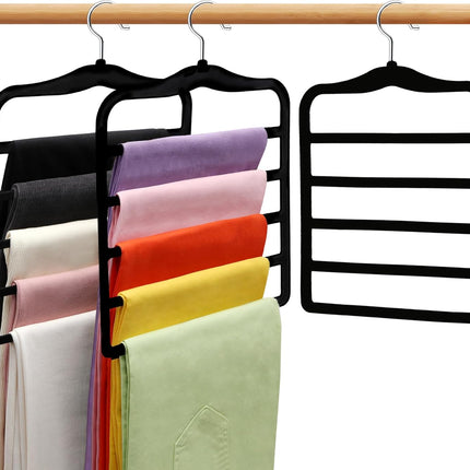 Closet Organizers and Storage,3 Pack Velvet Pants-Hangers-Space-Saving,Non Silp 5 Tier Scarf Jeans Organizer,Dorm Room Essentials for College Students Girls Boys Guys,Organization and Storage.