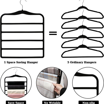 Closet Organizers and Storage,3 Pack Velvet Pants-Hangers-Space-Saving,Non Silp 5 Tier Scarf Jeans Organizer,Dorm Room Essentials for College Students Girls Boys Guys,Organization and Storage.