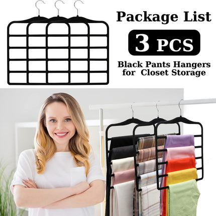 Closet Organizers and Storage,3 Pack Velvet Pants-Hangers-Space-Saving,Non Silp 5 Tier Scarf Jeans Organizer,Dorm Room Essentials for College Students Girls Boys Guys,Organization and Storage.