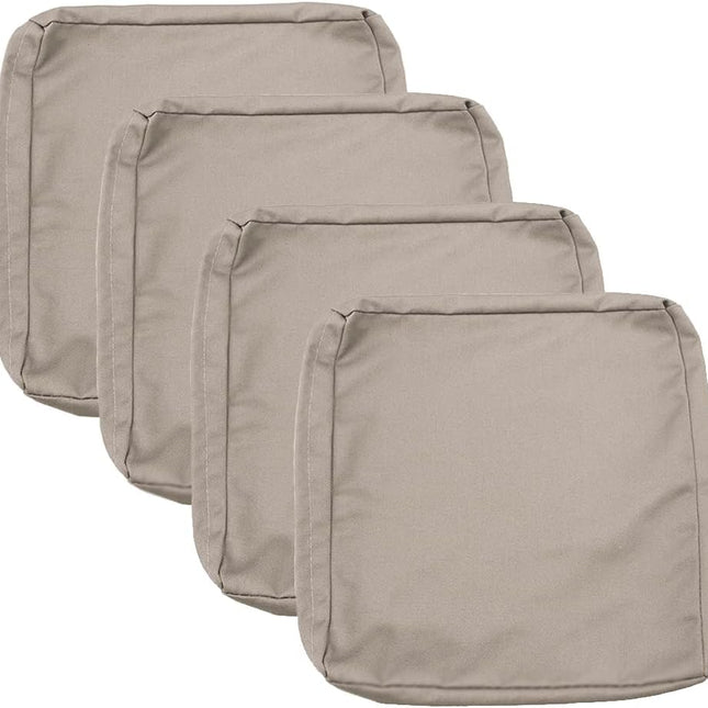 Patio Cushion Covers 24x24 Waterproof Outdoor Cushion Covers for Patio Furniture 4Pack Patio Cushion Slicovers Replacement Outdoor Seat Cushion Slip Cover for Wicker Chair, Tan.