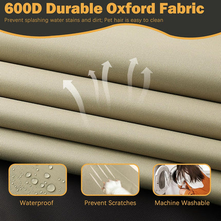 Patio Cushion Covers 24x24 Waterproof Outdoor Cushion Covers for Patio Furniture 4Pack Patio Cushion Slicovers Replacement Outdoor Seat Cushion Slip Cover for Wicker Chair, Tan.