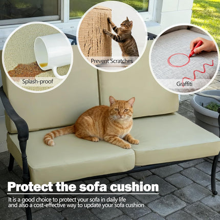 Patio Cushion Covers 24x24 Waterproof Outdoor Cushion Covers for Patio Furniture 4Pack Patio Cushion Slicovers Replacement Outdoor Seat Cushion Slip Cover for Wicker Chair, Tan.