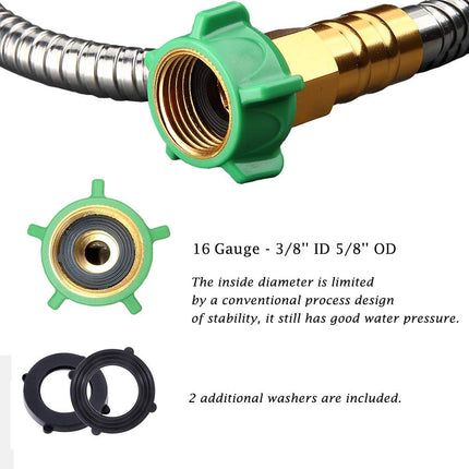 304 Stainless Steel Metal 3FT Short Garden Hose 3 Feet Flexible, Portable & Lightweight Kink Free Garden Water Outdoor Hose.