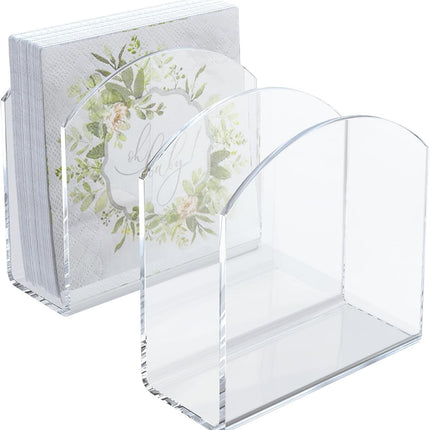 Napkin Holder, 2 Pack Clear Acrylic Napkin Tissue Holder for Table,Tissue Paper Cocktail Napkin Holder for Kitchen, Dinner Napkin Dispenser for Bar, Restaurant.