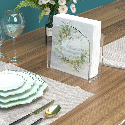 Napkin Holder, 2 Pack Clear Acrylic Napkin Tissue Holder for Table,Tissue Paper Cocktail Napkin Holder for Kitchen, Dinner Napkin Dispenser for Bar, Restaurant.