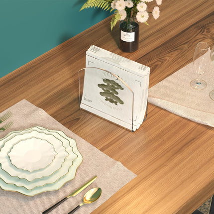 Napkin Holder, 2 Pack Clear Acrylic Napkin Tissue Holder for Table,Tissue Paper Cocktail Napkin Holder for Kitchen, Dinner Napkin Dispenser for Bar, Restaurant.