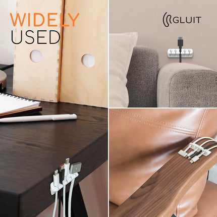 Cord Organizer for Desk Cable Holder for Nightstand Charger Organizer Adhesive Desktop Versatile Wire Multislot Clips and Table Management Accessories Office Spaces New White 5 Pack, 15 Slots.