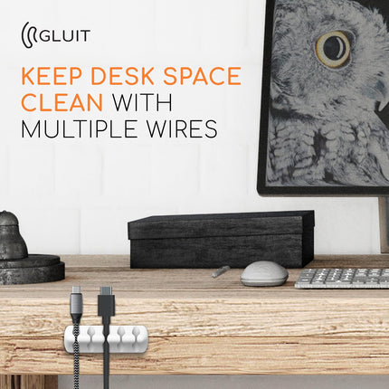 Cord Organizer for Desk Cable Holder for Nightstand Charger Organizer Adhesive Desktop Versatile Wire Multislot Clips and Table Management Accessories Office Spaces New White 5 Pack, 15 Slots.