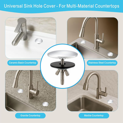 2-Inch Faucet Hole Cover, Sink Hole Cover, Solid Brass Chrome-Plated Kitchen Sink Tap Hole Plate Stopper Cover for Home Kitchen and Bathroom, Kitchen Sink Hole Covers (Silver).