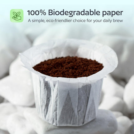 Disposable K Cup Filters, 100 Count Disposable Paper Filters for Keurig Reusable K Cups, White.