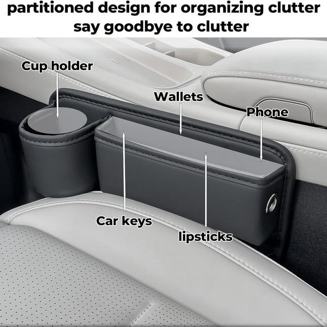 Anti-Drop Car Seat Gap Filler Organizer, Premium Leather Console Organizer, Easy Access to Phone/Keys, Universal Fit for Car SUV Truck Multi-Purpose Essentials Organizer(2PC).