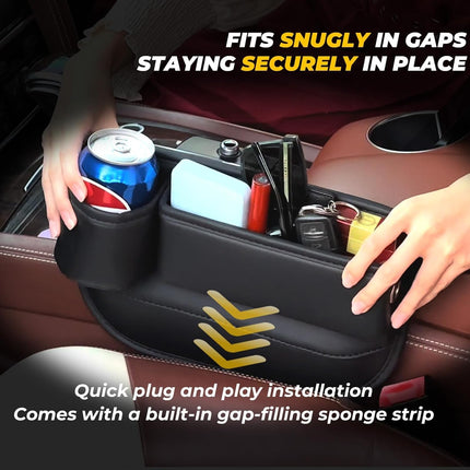 Anti-Drop Car Seat Gap Filler Organizer, Premium Leather Console Organizer, Easy Access to Phone/Keys, Universal Fit for Car SUV Truck Multi-Purpose Essentials Organizer(2PC).