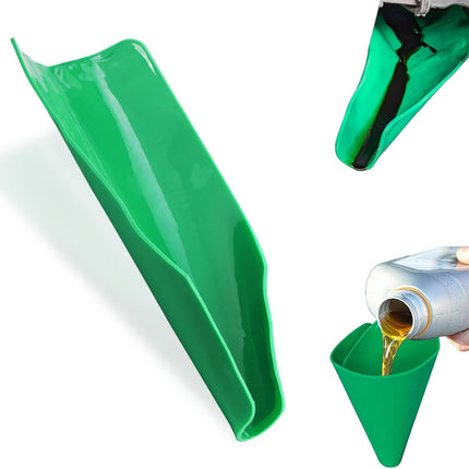 Reused Flexible Foldable Oil Funnel, Multi-Purpose Form a Funnels for Automotive Use, Easy to Clean Small Wide Mouth Funnel for Oil Drain, Available in Green.