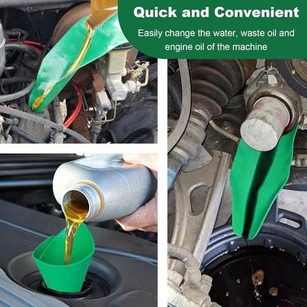 Reused Flexible Foldable Oil Funnel, Multi-Purpose Form a Funnels for Automotive Use, Easy to Clean Small Wide Mouth Funnel for Oil Drain, Available in Green.