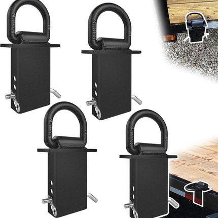 Stake Pocket D Rings 4Pcs 18000lbs Heavy Duty Removable D-Ring Stake Pocket Tie Down for Utility Trailers and Flatbeds with Hitch Pin, Removable Tie Down Utility for Flatbed Cargo Trucks, Black.