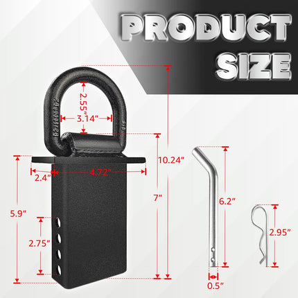 Stake Pocket D Rings 4Pcs 18000lbs Heavy Duty Removable D-Ring Stake Pocket Tie Down for Utility Trailers and Flatbeds with Hitch Pin, Removable Tie Down Utility for Flatbed Cargo Trucks, Black.