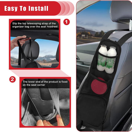 2PCS Car Seat Storage Hanging Bag, Multi-Pocket Seat Side Organizer, Multifunctional Mesh Net Pocket, Can Hold Mobile Phone, Wallet, Glasses, Suitable for Cars, SUVs, Trucks.
