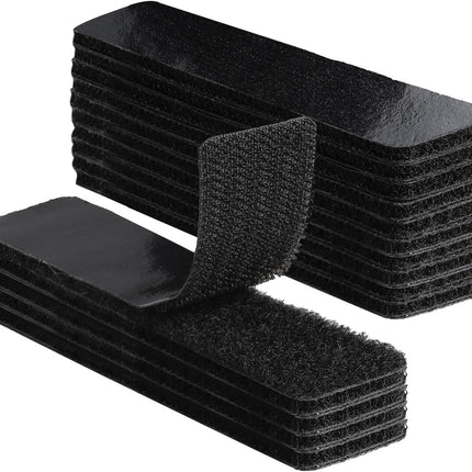 20 Sets 1x4 Inch Hook and Loop Fastener Strips with Adhesive Heavy Duty Double Sided Sticky Picture Hanging Wall Mounting Tape for Home and Office Use, Black.