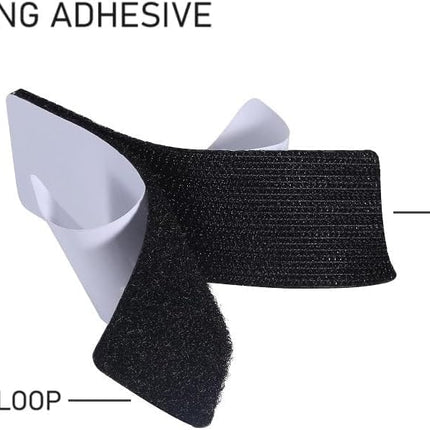 20 Sets 1x4 Inch Hook and Loop Fastener Strips with Adhesive Heavy Duty Double Sided Sticky Picture Hanging Wall Mounting Tape for Home and Office Use, Black.